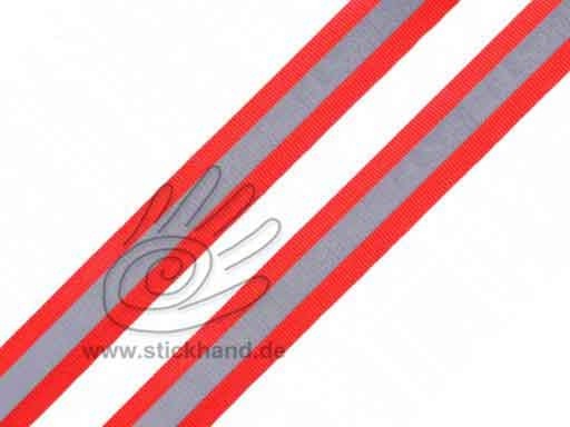 0603140 Reflektierendes Band - rot-grau-rot - 25mm breit