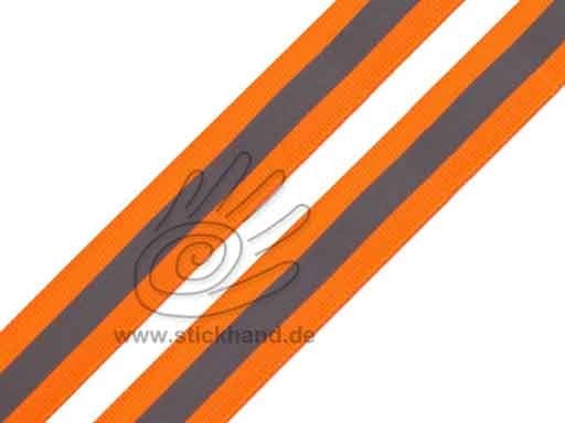 0603141 Reflektierendes Band - orange-grau-orange - 25mm breit