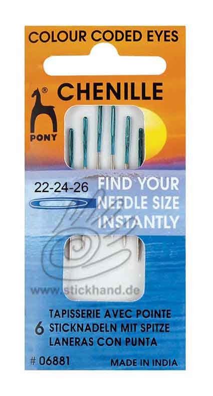 0604201 Pony Sticknadel - mit Spitze - Sortiment - Chenille