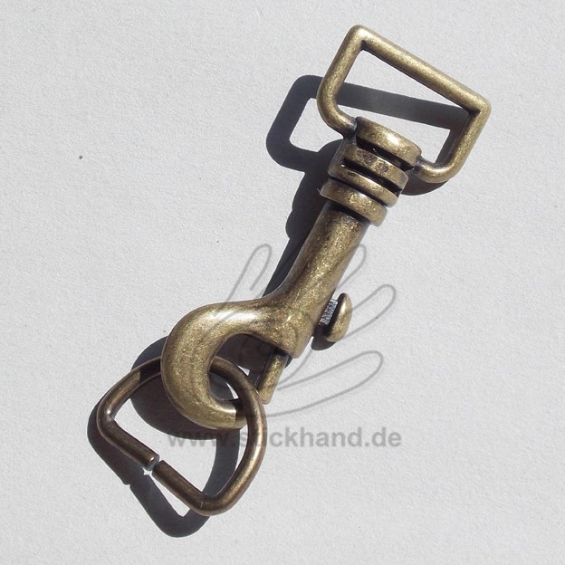 0604216 Karabinerhaken mit D-Ring, 20 mm Durchlass - messingfarben
