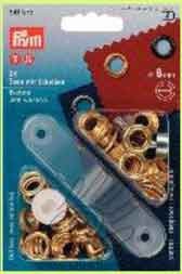 Prym 541 374 Ösen mit Scheiben 8 mm Durchmesser, goldfarben